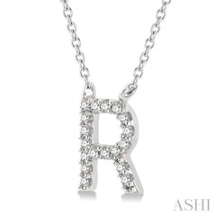 Block 'R' Initial Diamond Pendant