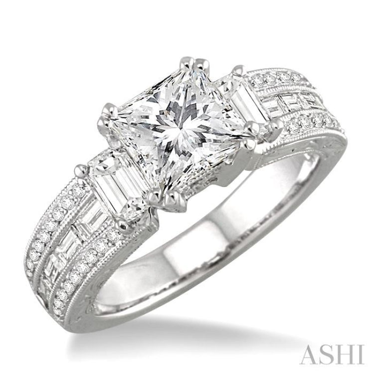 Princess Shape Semi-Mount Diamond Engagement Ring