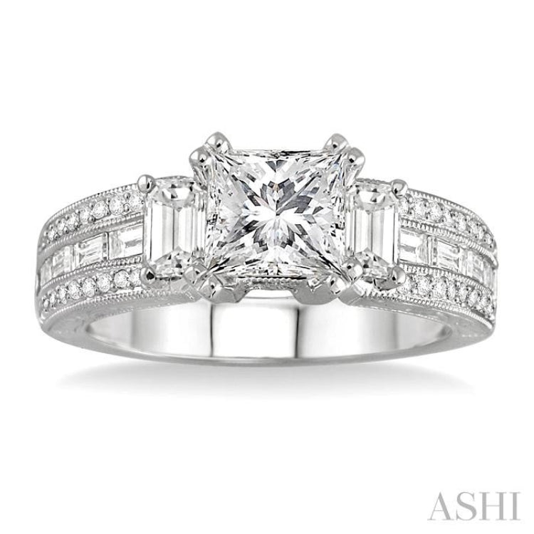 Princess Shape Semi-Mount Diamond Engagement Ring