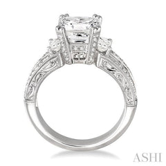 Princess Shape Semi-Mount Diamond Engagement Ring