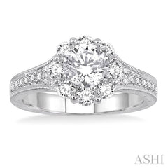 Round Shape Semi-Mount Halo Diamond Engagement Ring