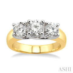 Round Shape Past Present & Future Diamond Engagement Ring