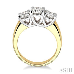 Round Shape Past Present & Future Diamond Engagement Ring