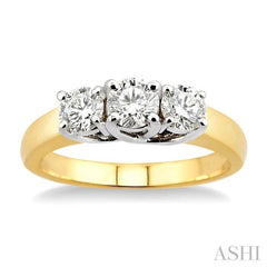 Round Shape Past Present & Future Diamond Engagement Ring