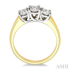 Round Shape Past Present & Future Diamond Engagement Ring