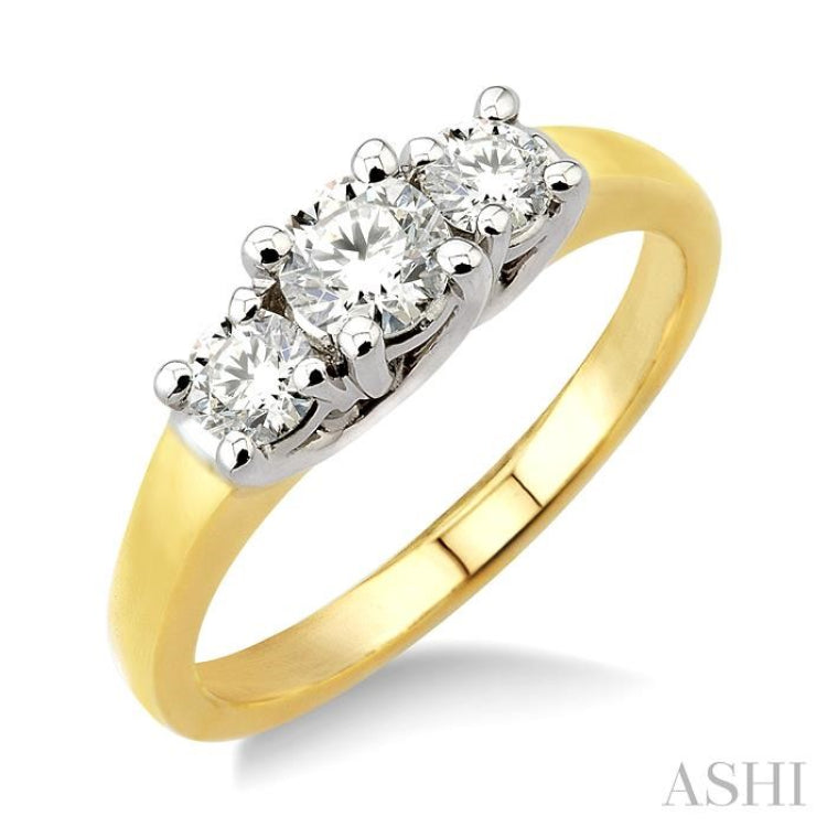 Round Shape Past Present & Future Diamond Engagement Ring