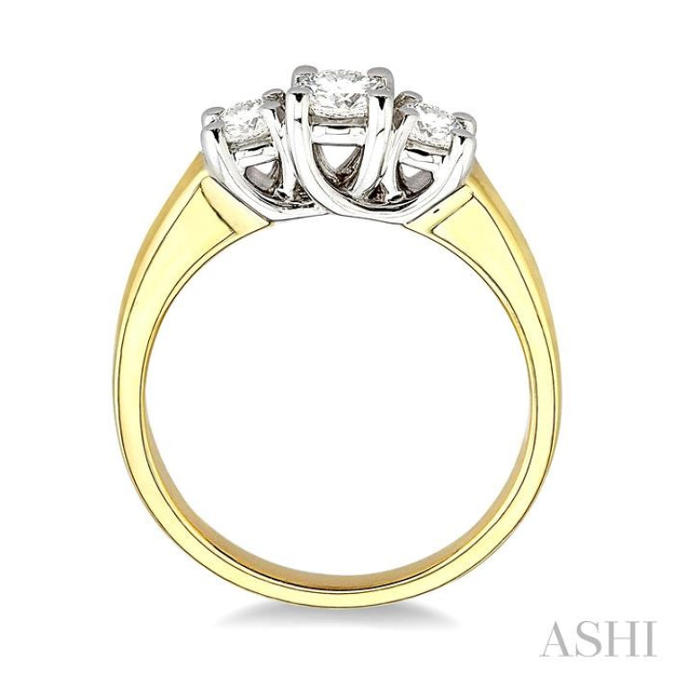 Round Shape Past Present & Future Diamond Engagement Ring