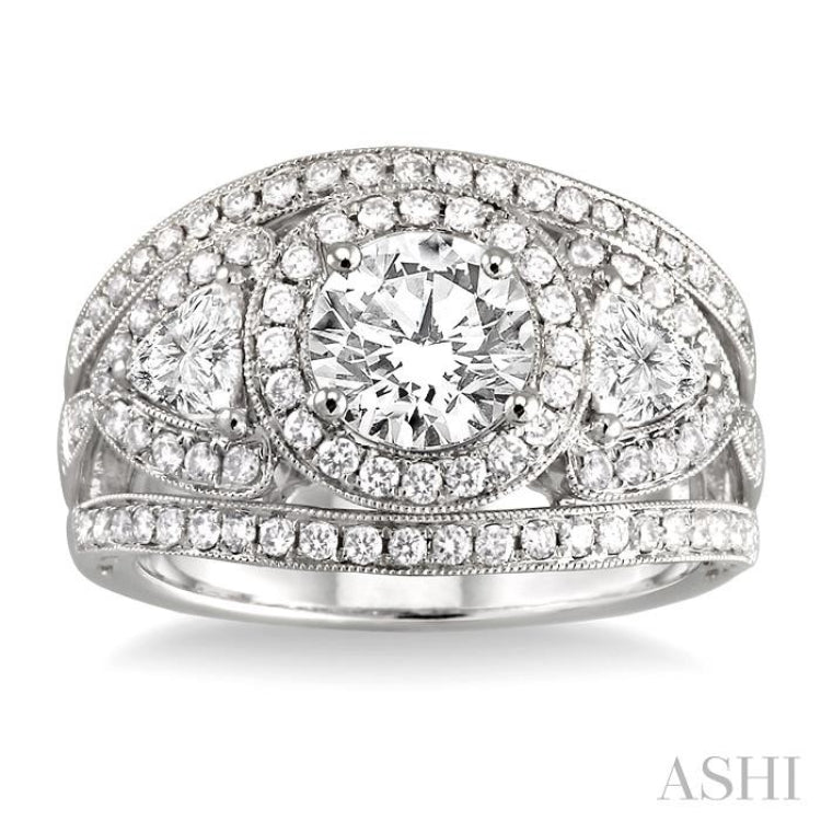 Round Shape Semi-Mount Halo Diamond Engagement Ring