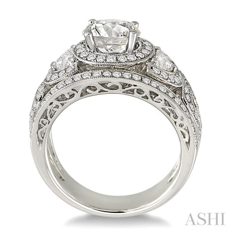 Round Shape Semi-Mount Halo Diamond Engagement Ring