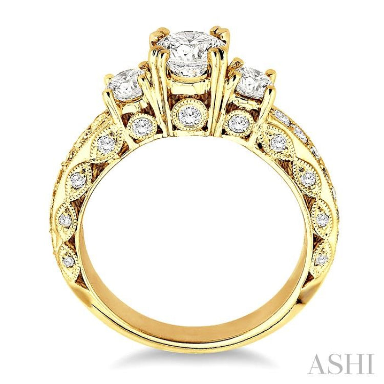 Round Shape Past Present & Future Diamond Engagement Ring