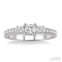 Princess Shape Past Present & Future Semi-Mount Diamond Engagement Ring