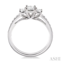 Princess Shape Past Present & Future Semi-Mount Diamond Engagement Ring