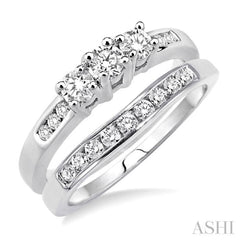 Round Shape Past Present & Future Diamond Wedding Set