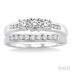 Round Shape Past Present & Future Diamond Wedding Set