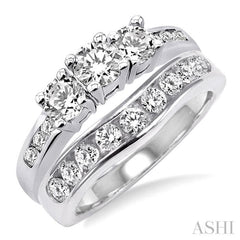 Round Shape Past Present & Future Diamond Wedding Set