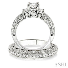 Princess Shape Past Present & Future Diamond Wedding Set