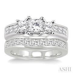 Princess Shape Past Present & Future Diamond Wedding Set