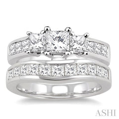 Princess Shape Past Present & Future Diamond Wedding Set