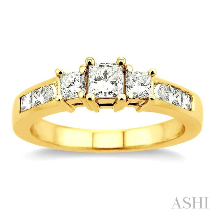 Princess Shape Past Present & Future Diamond Engagement Ring