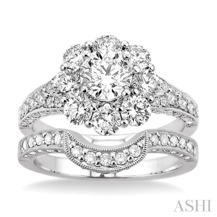 Round Shape Halo Diamond Wedding Set