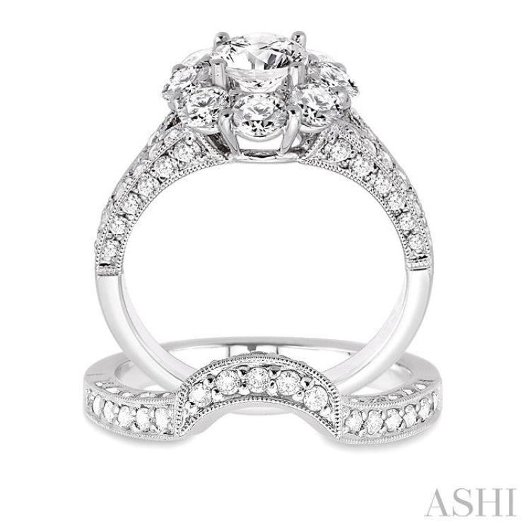 Round Shape Halo Diamond Wedding Set