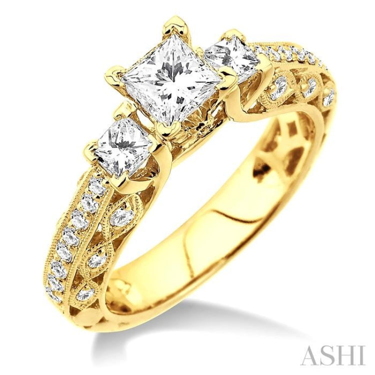 Princess Shape Past Present & Future Diamond Engagement Ring