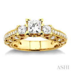 Princess Shape Past Present & Future Diamond Engagement Ring