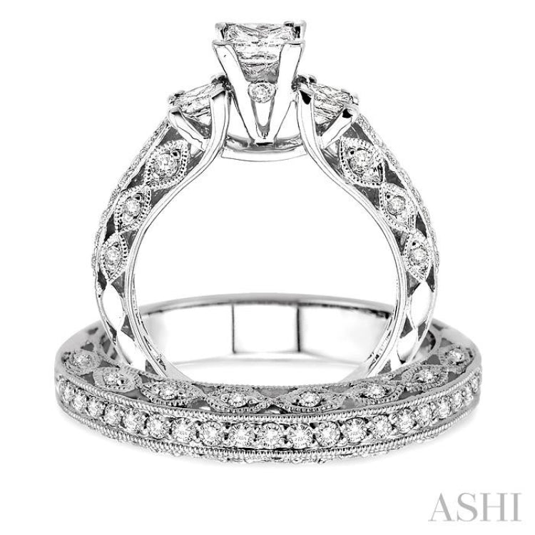 Princess Shape Past Present & Future Diamond Wedding Set