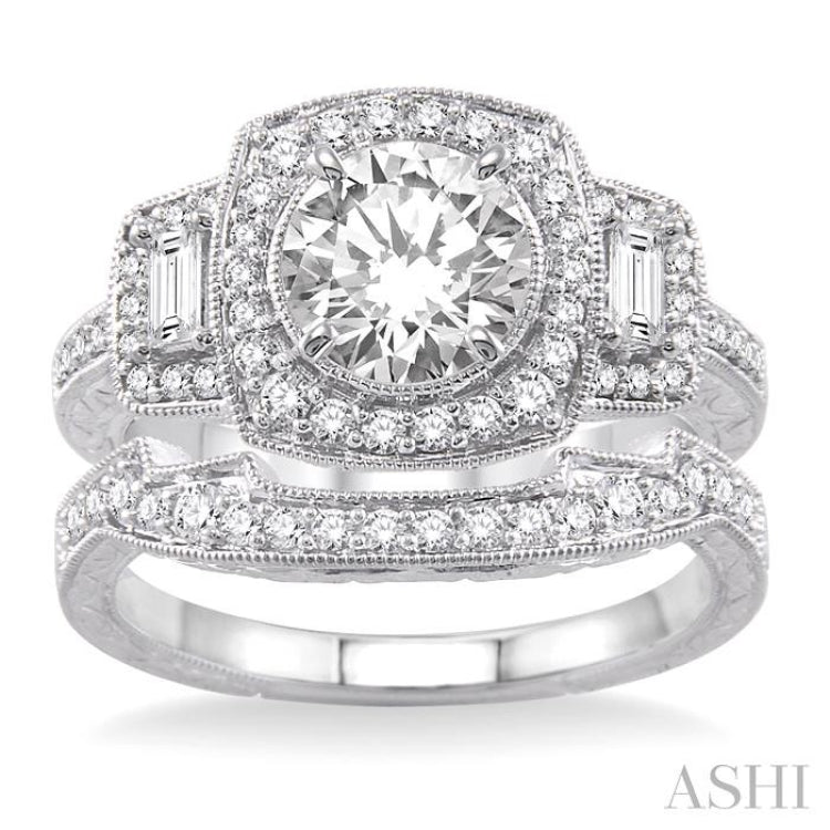 Round Shape Halo Diamond Wedding Set