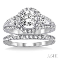 Round Shape Halo Diamond Wedding Set