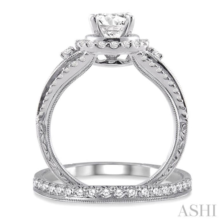 Round Shape Halo Diamond Wedding Set