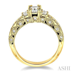 Princess Shape Past Present & Future Diamond Engagement Ring