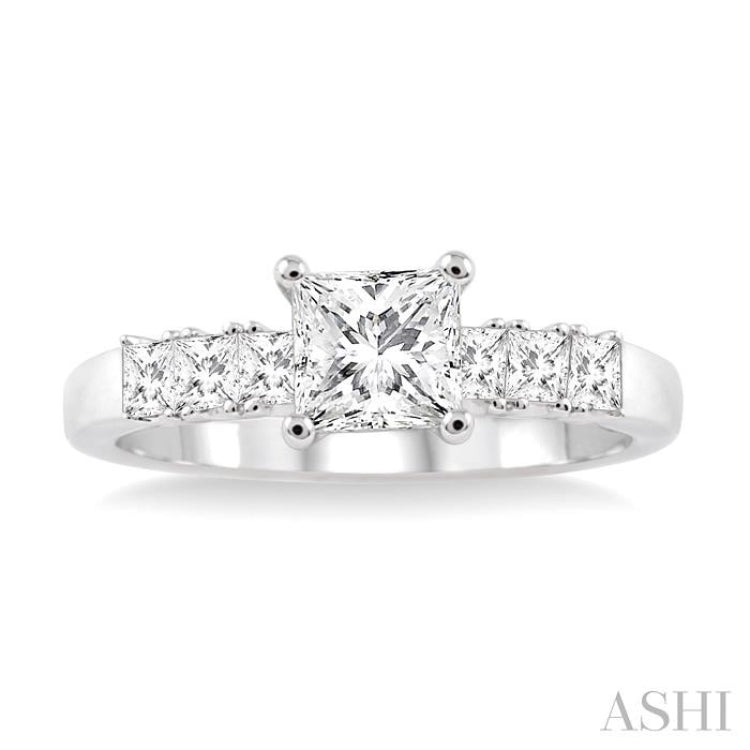 Princess Shape Semi-Mount Diamond Engagement Ring