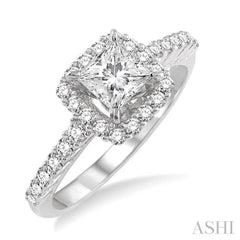 Princess Shape Halo Diamond Engagement Ring