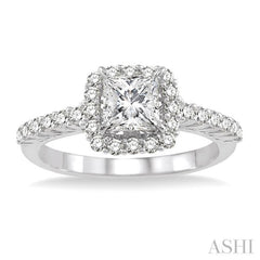 Princess Shape Halo Diamond Engagement Ring