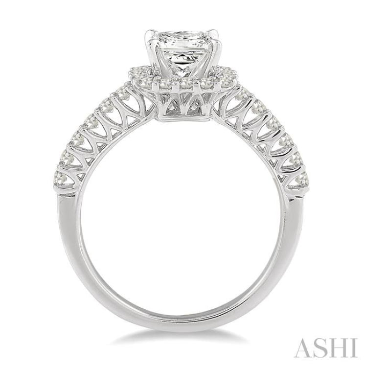 Princess Shape Halo Diamond Engagement Ring