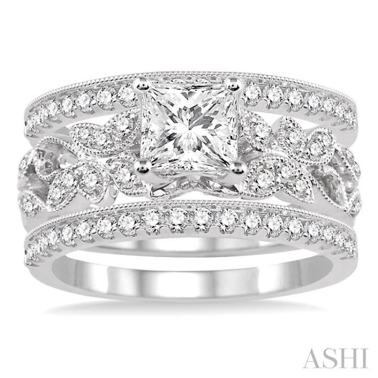 Princess Shape Semi-Mount Diamond Ring Set