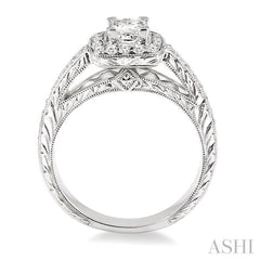 Princess Shape Semi-Mount Halo Diamond Engagement Ring