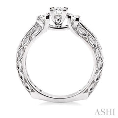 Princess Shape Past Present & Future Semi-Mount Diamond Engagement Ring