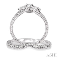 Round Shape Halo Diamond Wedding Set