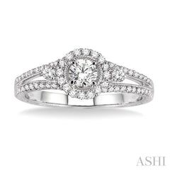 Round Shape Semi-Mount Halo Diamond Engagement Ring