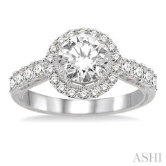 Round Shape Semi-Mount Halo Diamond Engagement Ring