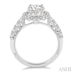 Round Shape Semi-Mount Halo Diamond Engagement Ring