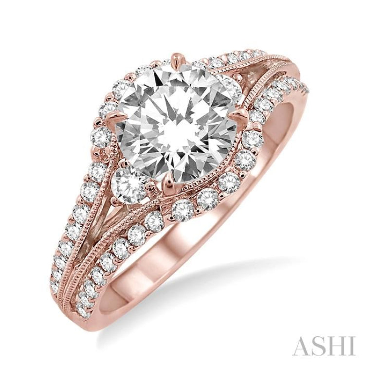 Round Shape Semi-Mount Diamond Engagement Ring