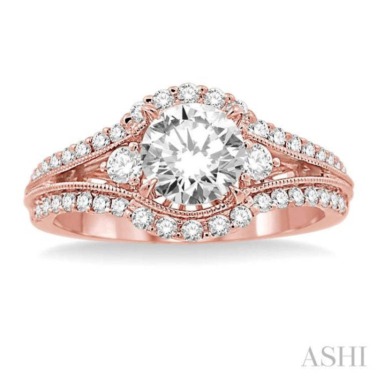 Round Shape Semi-Mount Diamond Engagement Ring