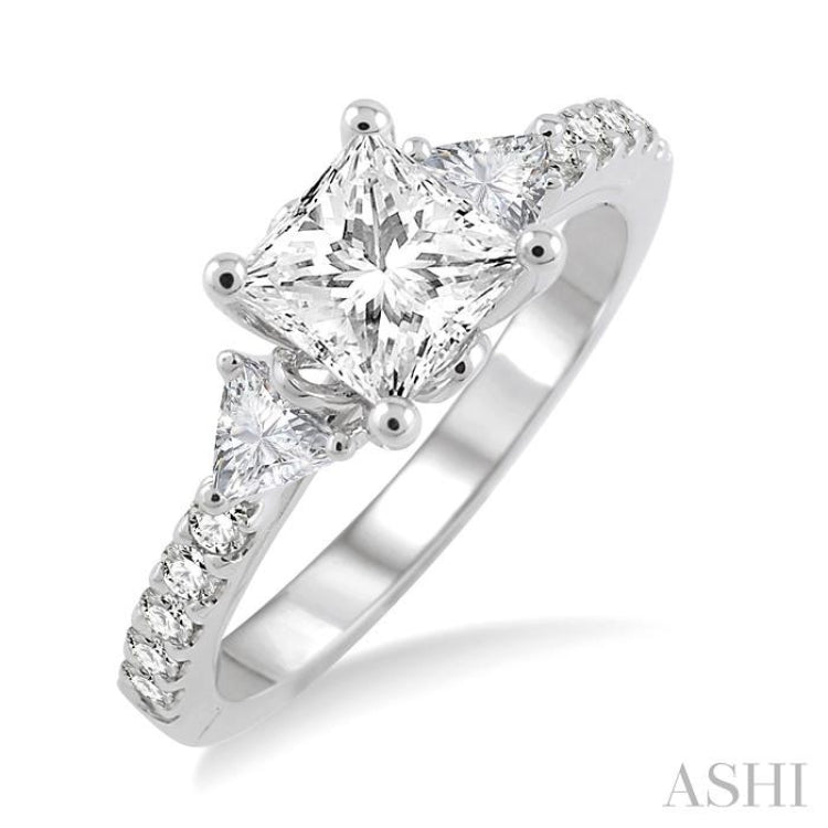 Princess Shape Semi-Mount Diamond Engagement Ring