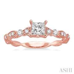 Princess Shape Semi-Mount Diamond Engagement Ring