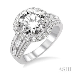 Round Shape Semi-Mount Halo Diamond Engagement Ring