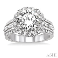 Round Shape Semi-Mount Halo Diamond Engagement Ring