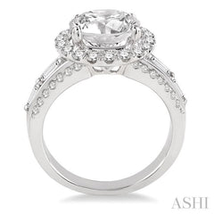 Round Shape Semi-Mount Halo Diamond Engagement Ring